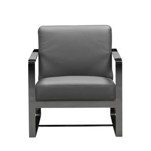 Charlie Dark Gray Leather Accent Chair