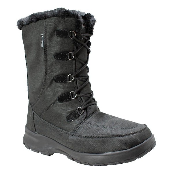 FreeShield Women Size 8 Black Nylon Waterproof Winter Boots