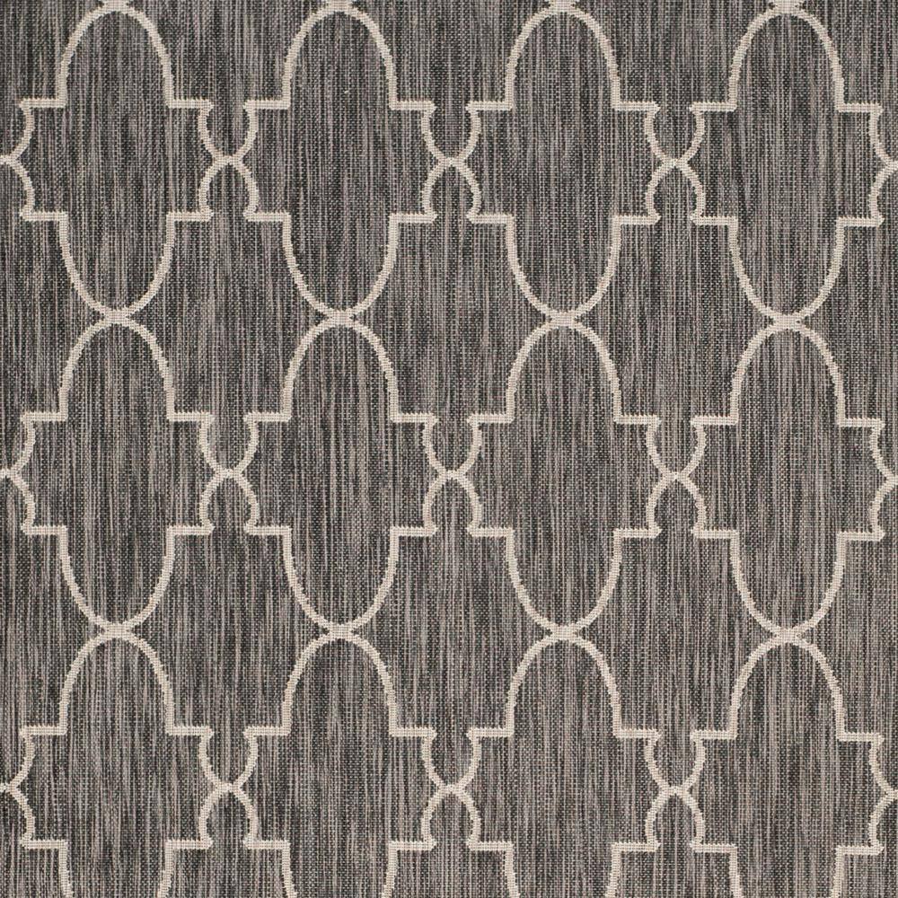 Black and Beige Geometric Indoor/Outdoor Area Rug, 8' x 11'