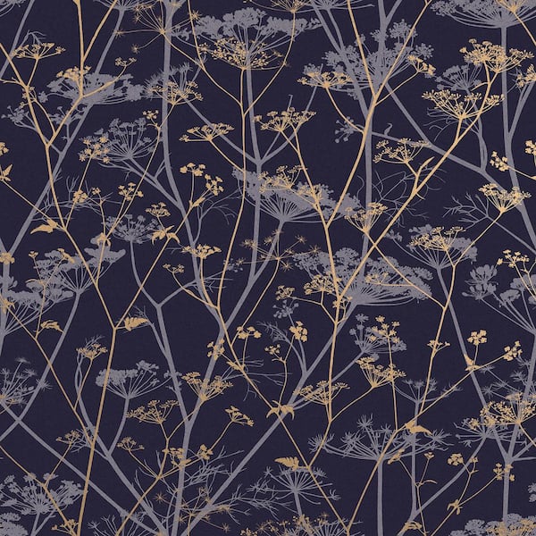 Graham & Brown Clarissa Hulse Wild Chervil Blackberry and Gold Wallpaper