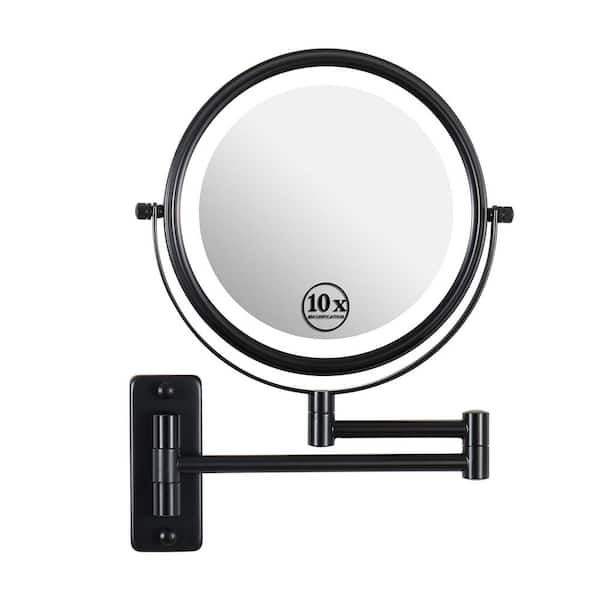 Unbranded 16.9 in. W x 11.9 in. H Small Round Metal Framed Dimmable Wall Bathroom Vanity Mirror in Black