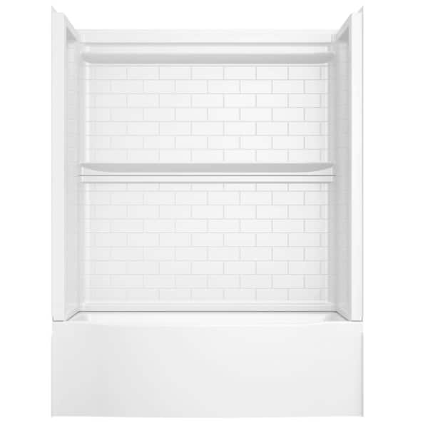 Classic 500 Tile Curve Left Drain 32 in. L x 60 in. W x 59.88 in. H Alcove Bathtub Kit with Tub Wall