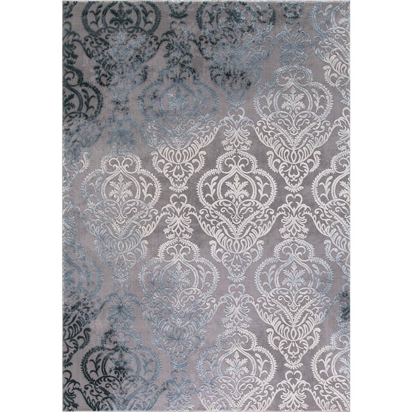 Concord Global Trading Thema Lancing Soft Gray 8 ft. x 11 ft. Area Rug