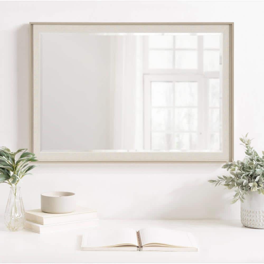 Kobert 20" x 30" Natural Linen Texture Rectangular Wall Mirror