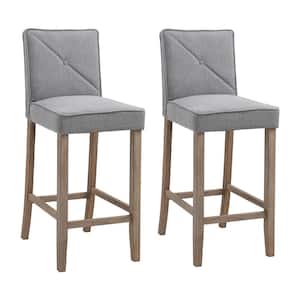 41.75 in. Grey Highback Rubberwood 29.25 in. Bar Chair with Polyester Seat 2-Included