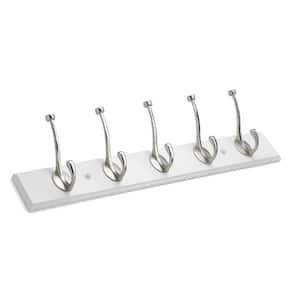 25-5/8 in. (650 mm) White and Brushed Nickel Transitional Hook Rack
