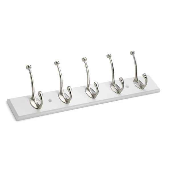 Richelieu Hardware 25-5/8 in. (650 mm) White and Brushed Nickel Transitional Hook Rack