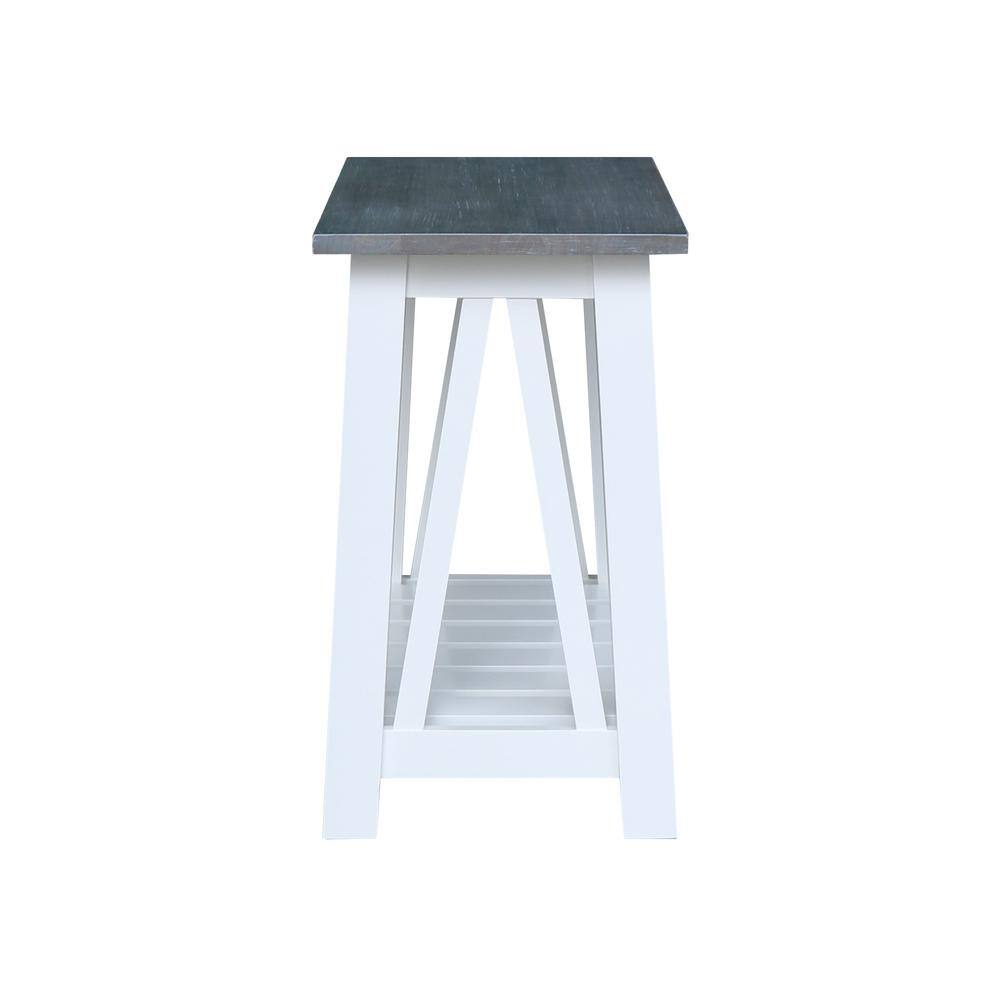 Eco-Friendly Parawood Surrey Rectangular Side Table in White & Heather Gray