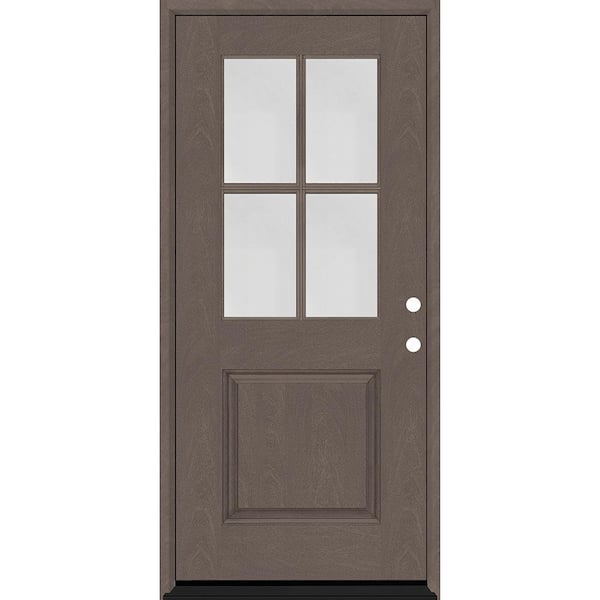 Steves & Sons Regency 32 in. x 80 in. 1/2-4 Lite Clear Glass LHIS Ashwood Stain Fiberglass Prehung Front Door