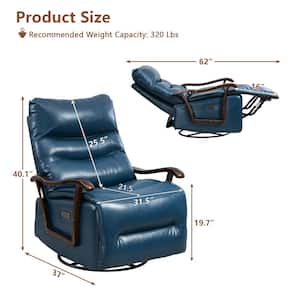 Blue Fashionable Big and Tall Breathable Leather Swivel Rocker Recliner