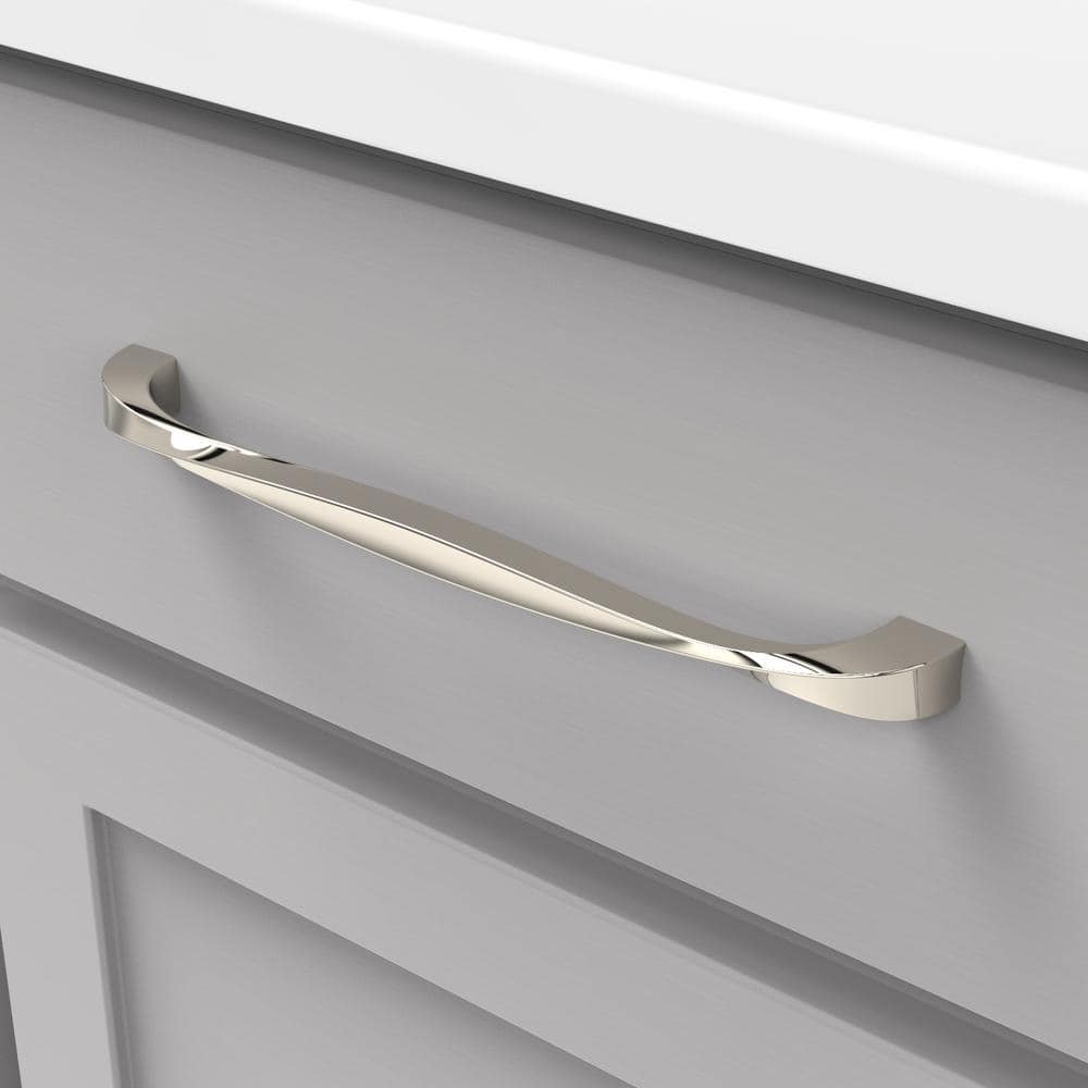 Twist Polished Nickel Arch Cabinet Bar Pulls with Mounting Hardware