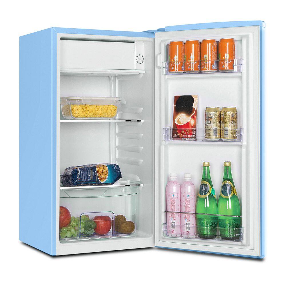 Robin's Egg Blue Compact Retro Mini Fridge with Glass Shelves