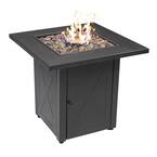 Lava Rocks 48000 BTU 28 in. Square Outdoor Dark Gery Table Top with Lid Quick Auto Ignition Propane Gas Fire Pit Table