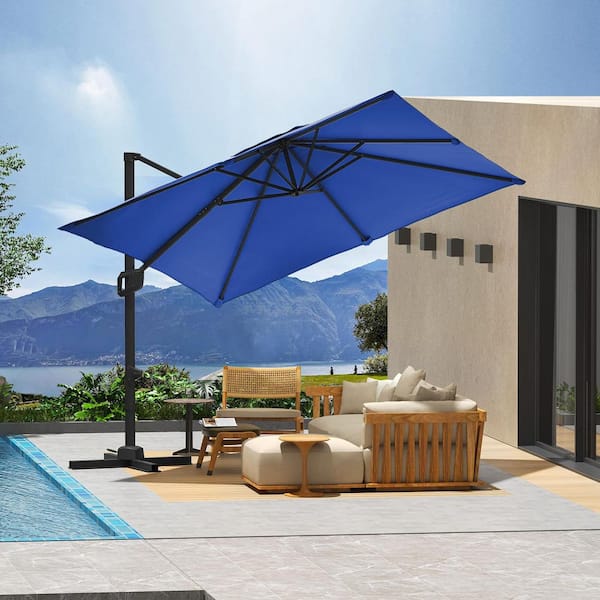 cantilever patio umbrella navy blue Patiowell 10ft with Rotation & Tilt, Dark this umbrella is built to last Cantilever Umbrella Navy Blue Patio