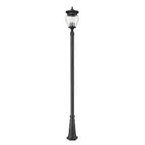 Davina 4-Light Black Aluminum Hardwired Outdoor Marine Grade Post Light Set with no bulbs included