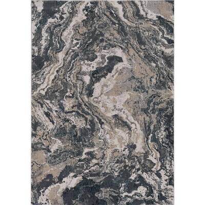 KAS Rugs Lara Abstract Plush 3'3 x 4'7 Stain Resistant Area Rug in Grey/Brick 