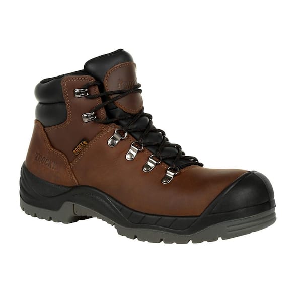 ROCKY Men's Worksmart Waterproof 5 in. Work Boots - Composite Toe - Brown Size 11 M