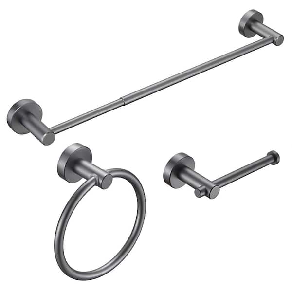 JimsMaison 3-Piece Wall Mounted Bathroom Hardware Set in Gray