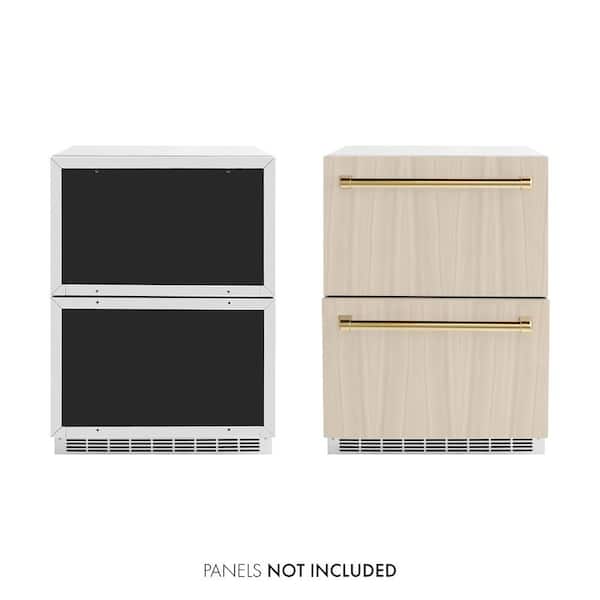 Touchstone 24 in. 4.6 cu. ft. Panel-Ready Drawer Refrigerator with Custom Door and Polished Gold Handles