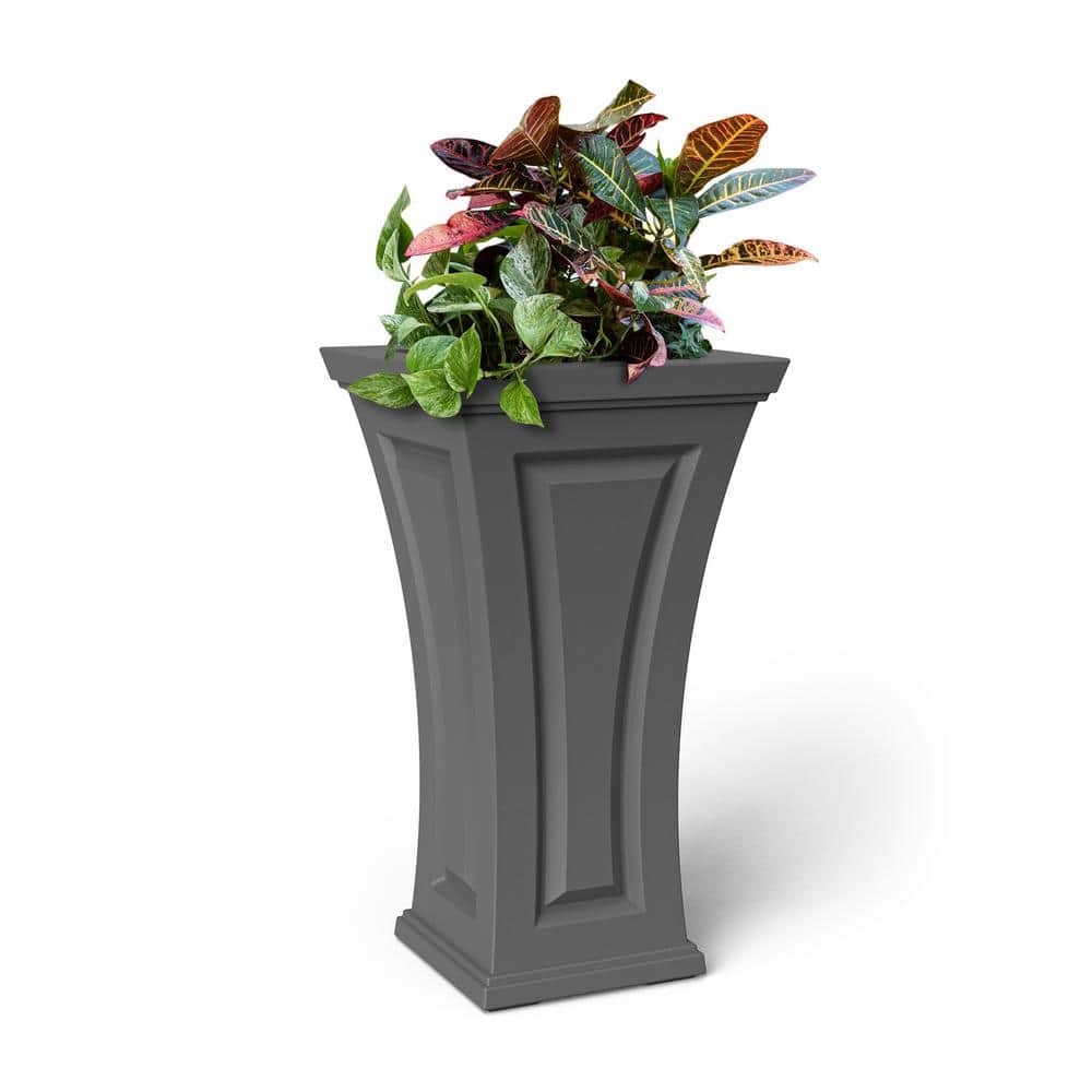 Graphite Gray Tall Polyethylene Outdoor/Indoor Planter with Water Reservoir
