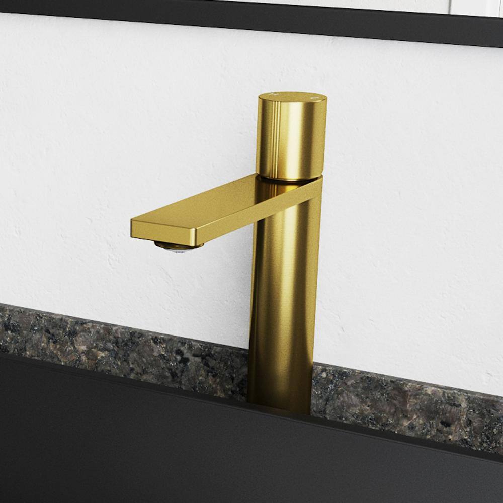 Gotham Matte Brushed Gold Single-Handle Vessel Bathroom Faucet