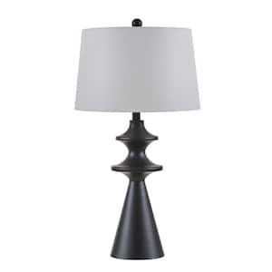 28 in. Industrial Modern Metal Black Table Lamp Set with Rotary Switch (set of 2)