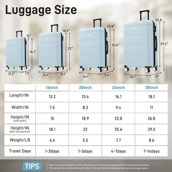 M.Y　Ｌサイズ Merax 6 Piece Light Blue ABS Hardshell Spinner 16,20,24,28 Luggage