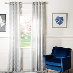 Gray Geometric Grommet Sheer Curtain - 52 in. W x 84 in. L