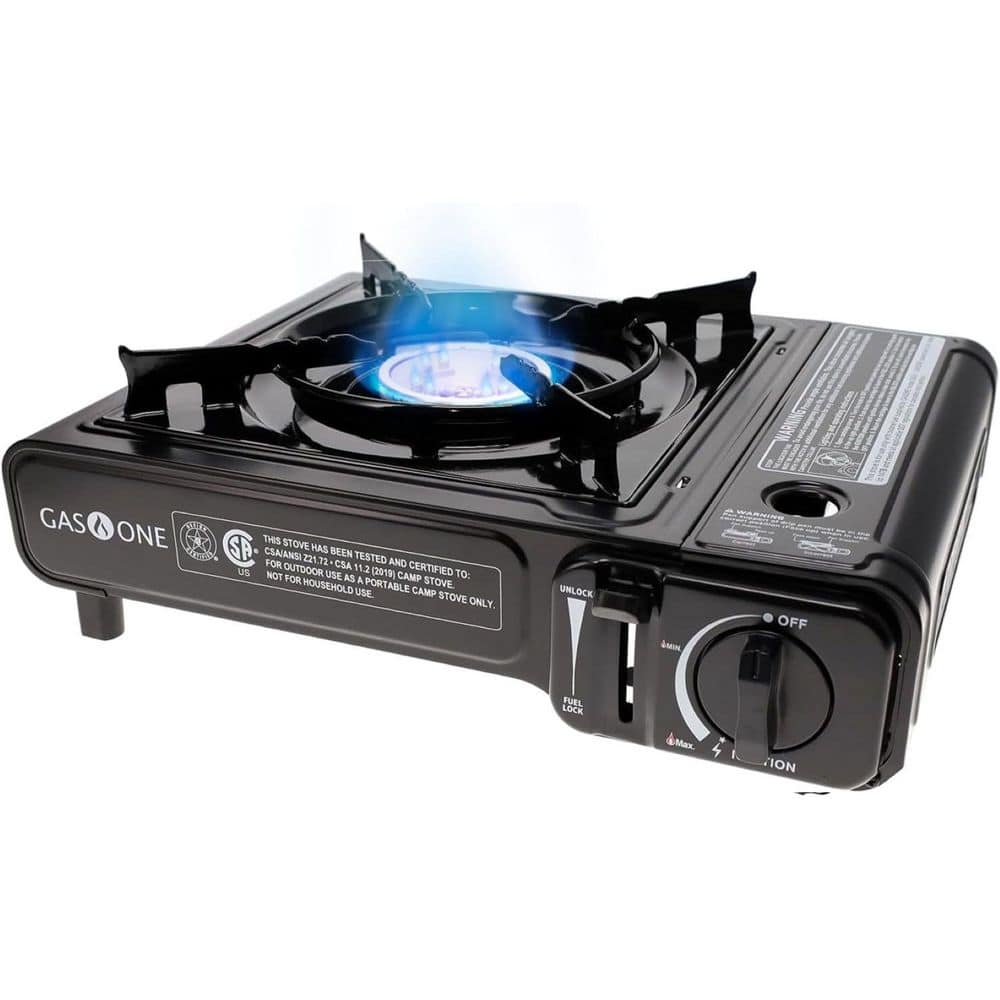Black Portable Gas Stove with Carrying Case, 9,000 BTU
