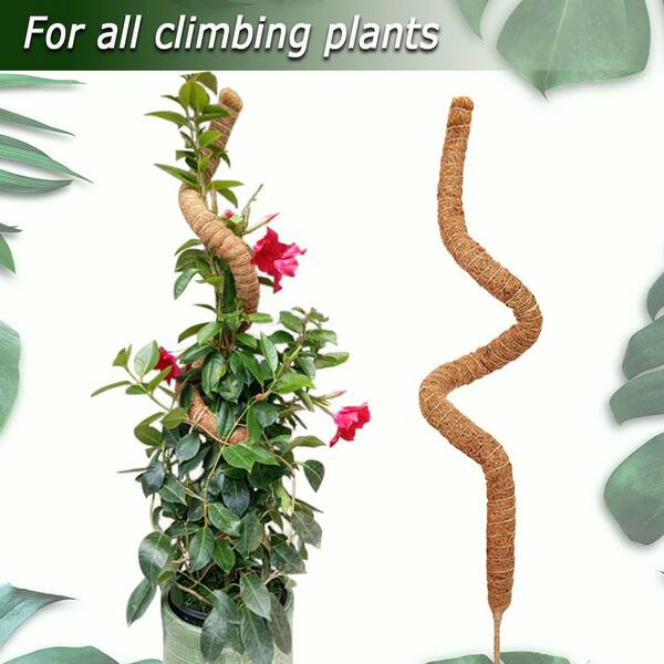 NVNOO 48 in. Bendable Coir Moss Pole for Garden Climbing Plants Pothos Philodendron, Brown (1-Pack)