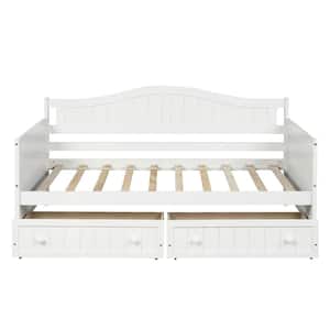 Modern White Twin Size Wooden DayBed with 2-Drawers, Sofa Bed for Bedroom or Living Room, No Box Spring Needed