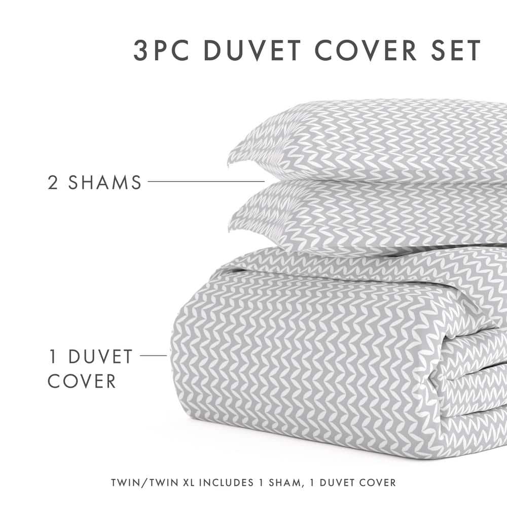Light Gray Chevron Pattern King Duvet Cover Set