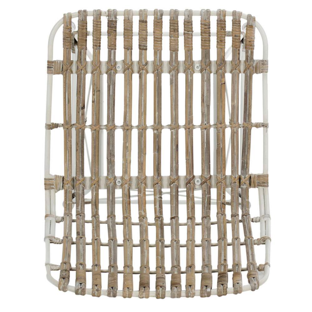 Minerva White Wicker and Metal Counter Stool Set