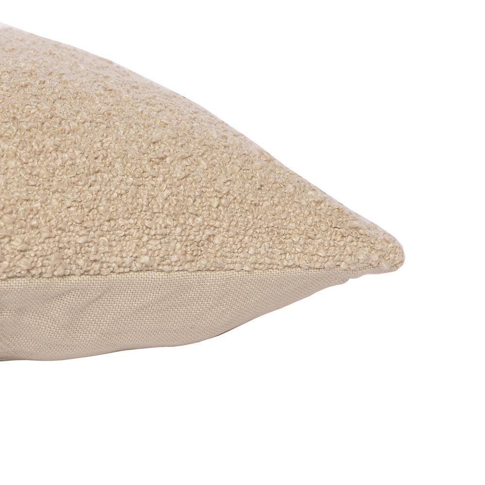 Beige Hand-Woven Polyester Square Throw Pillow