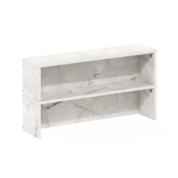 Furinno Helena Marble White 23 in. Kitchen Stackable Organizer Shelf (Set of 2)