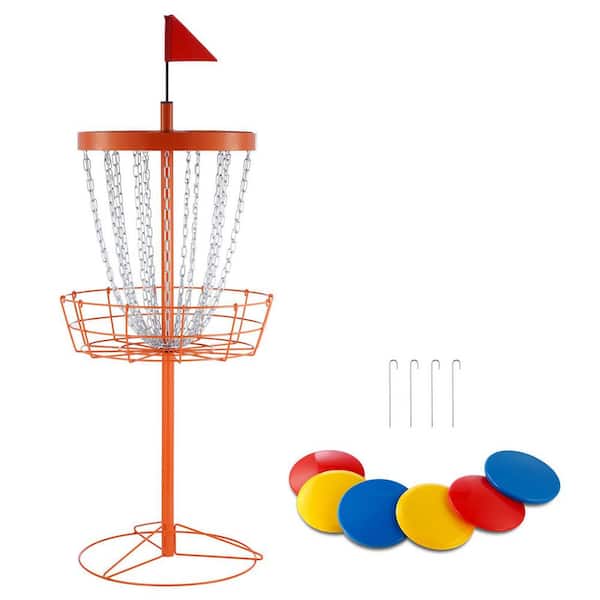 SKYSHALO Disc Golf Basket, 24-Chains Portable Disc Golf Target Hole, Heavy Duty Steel Practice Disc Golf Basket Stand Equipment