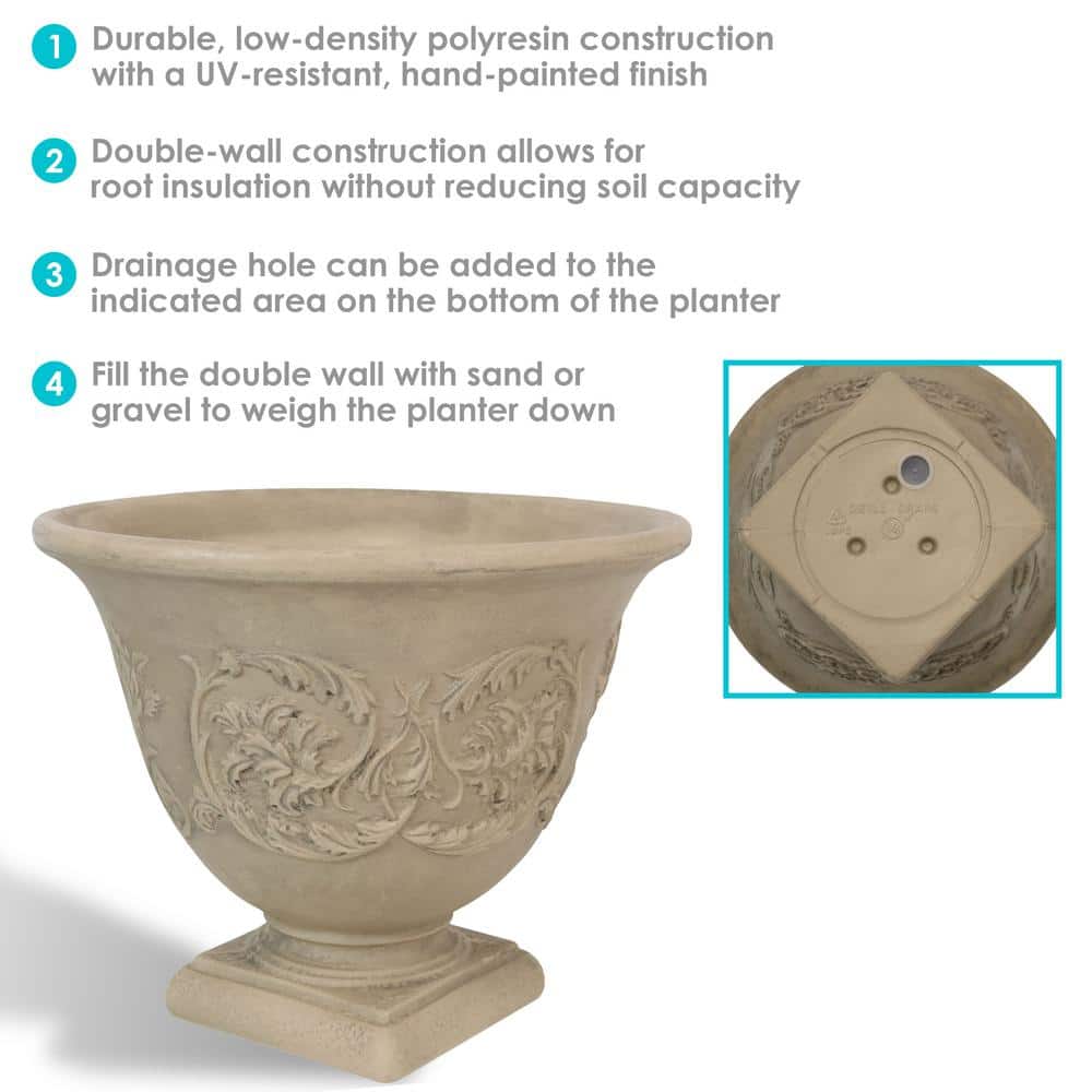 Darcy Elegance Beige 17" Polyresin Indoor/Outdoor Planter
