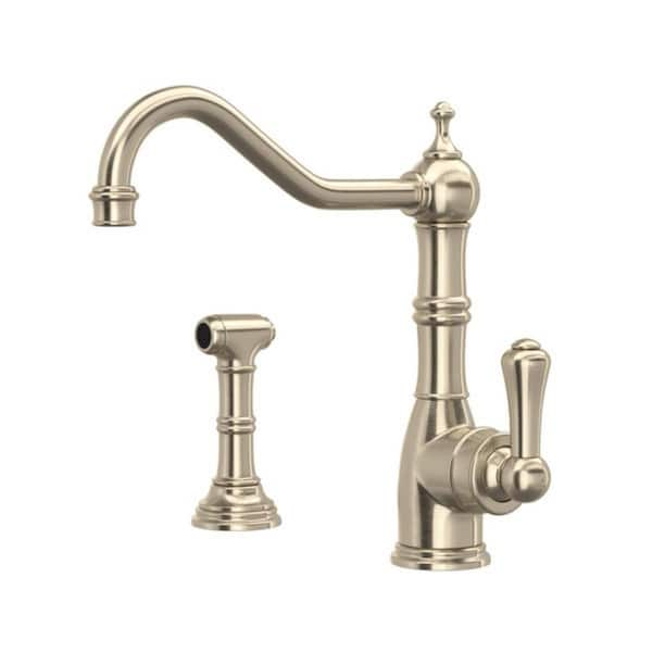 ROHL Edwardian Single Handle Standard Kitchen Faucet in Satin Nickel U ...