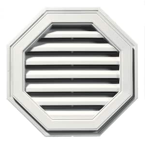 22 in. x 22 in. Octagon White Plastic Built-in Screen Gable Louver Vent