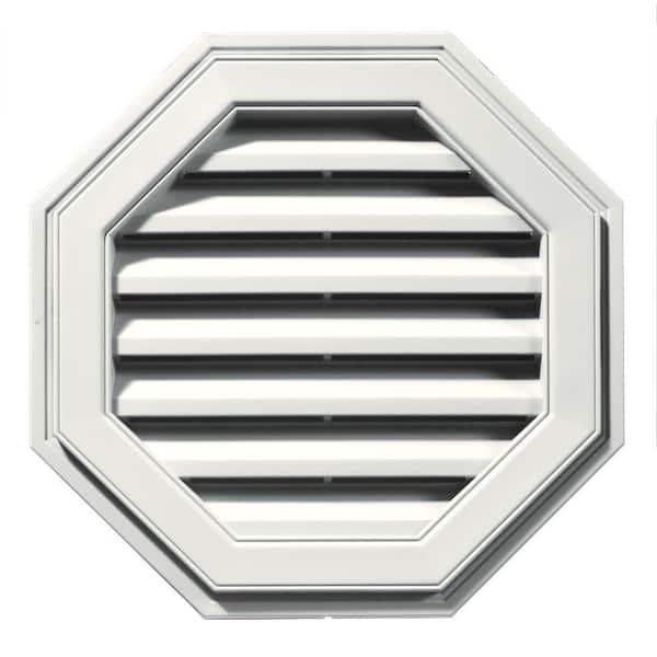 Builders Edge 22 in. x 22 in. Octagon White Plastic Built-in Screen Gable Louver Vent