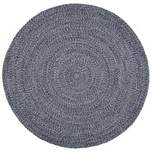 SAFAVIEH Braided Black 6 ft. x 6 ft. Round Solid Area Rug BRD901Z-6R ...