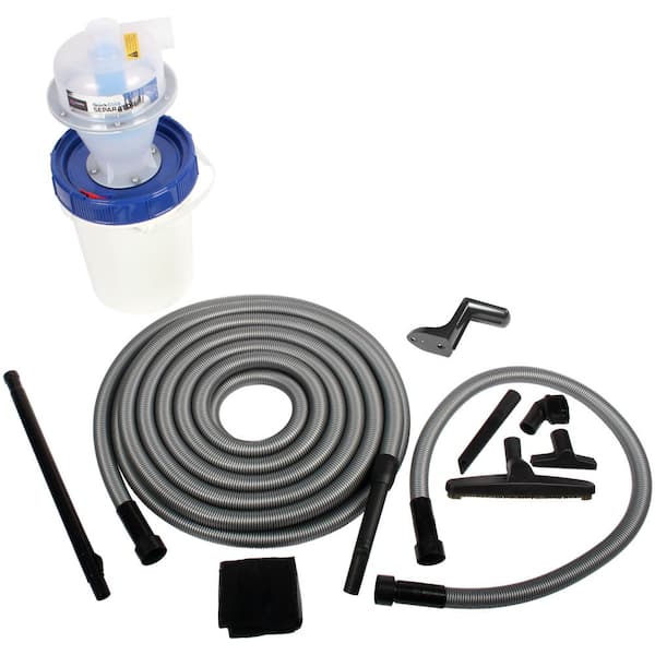 Cen-Tec Assembled Dust Separator with Locking 5 Gal. Collection Bin and 50 ft. Hose Garage Attachment Kit for Wet/Dry Vacuums