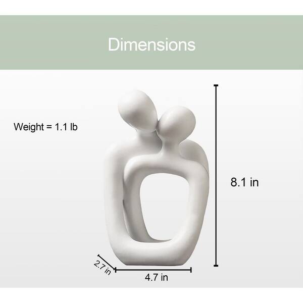 Abstract Couple Statue White 4.7 in. x 8.2 in. Resin Minimalist