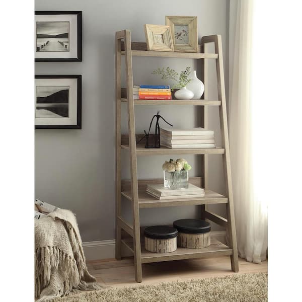 Linon Home Decor Tracey Gray Ladder Bookcase