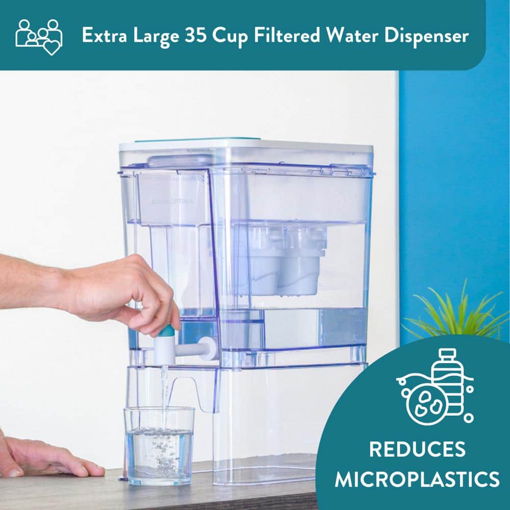 Perfect Pour XL 35-Cup Blue Plastic Water Filter Dispenser