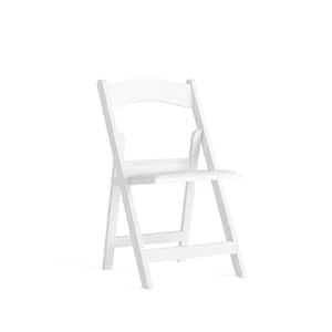 Hercules Series 1000 lb. Capacity White Resin Folding Chair with White Vinyl Padded Seat