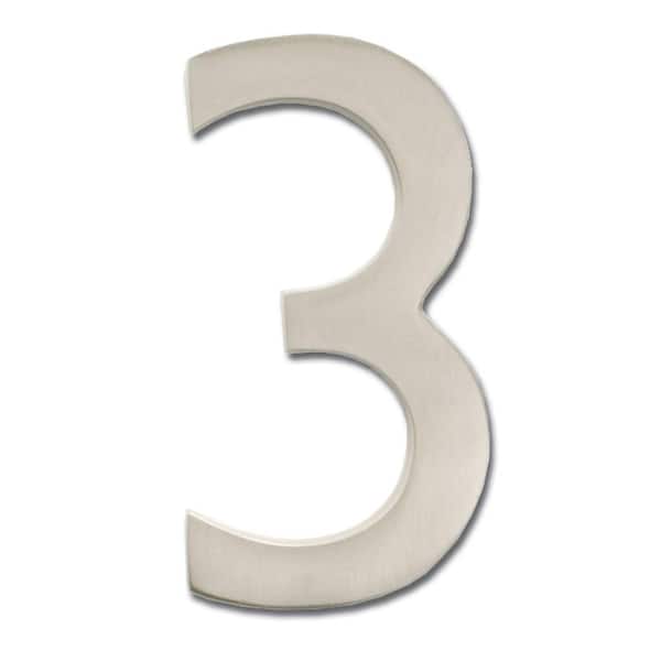 Architectural Mailboxes 4 in. Satin Nickel Floating House Number 3