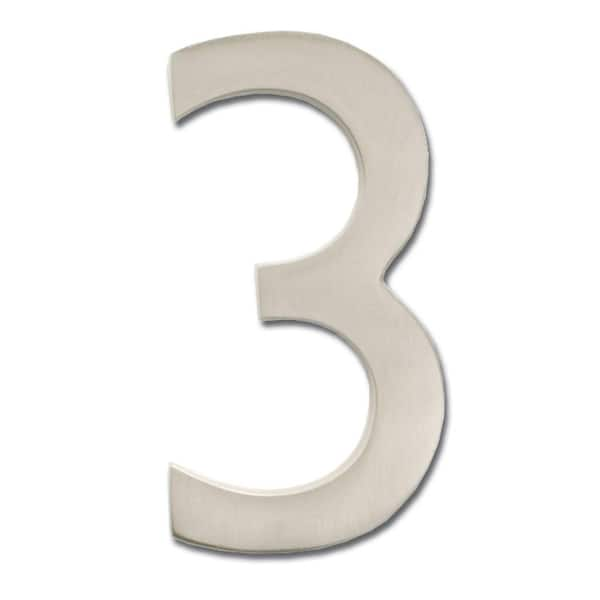 Architectural Mailboxes 5 in. Satin Nickel Floating House Number 3