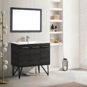 Annecy 36 in. Single, 2-Door, 1 Drawer Bathroom Vanity in Black with White Basin