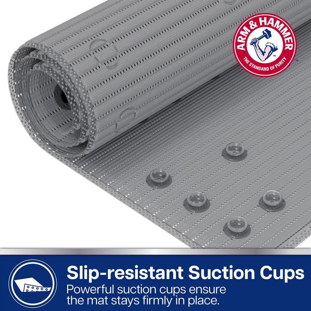 Grey Performance Foam Non-Slip Bath Mat for Showers and Tubs, 17 x 40